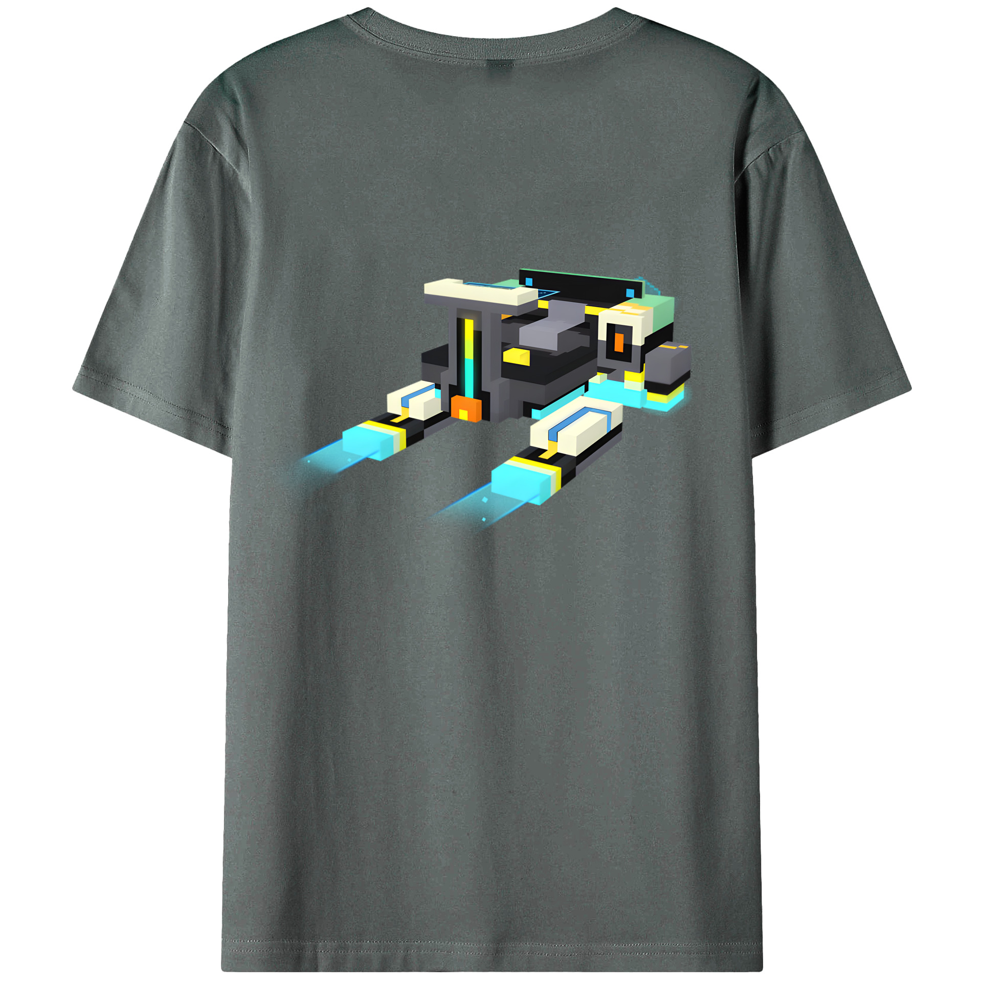 （画像用） マインクラフト ブロックの世界 Minecraft MC Block world 綿100％ メンズ半袖Tシャツ（バックプリント） 通気性